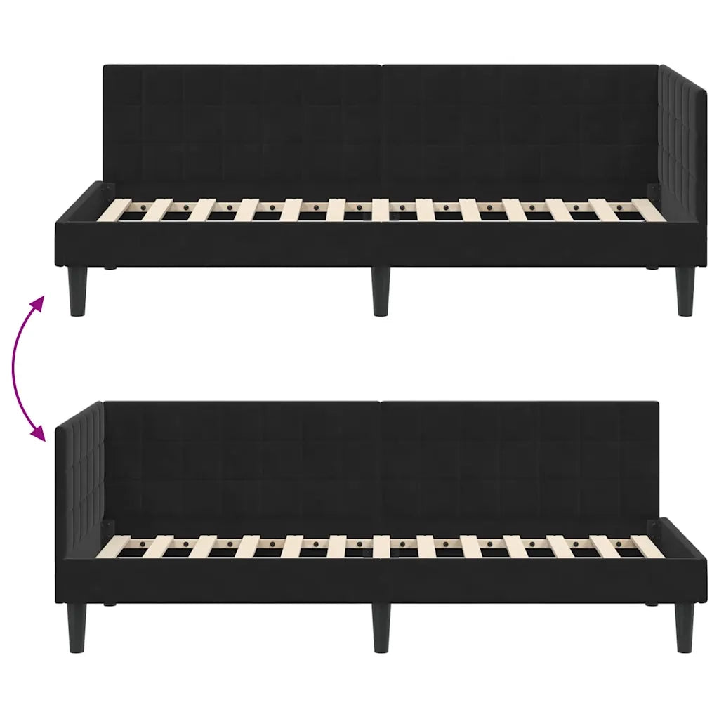Cornice del letto ad angolo Nero 80 cm x 200 cm Velluto 42016413