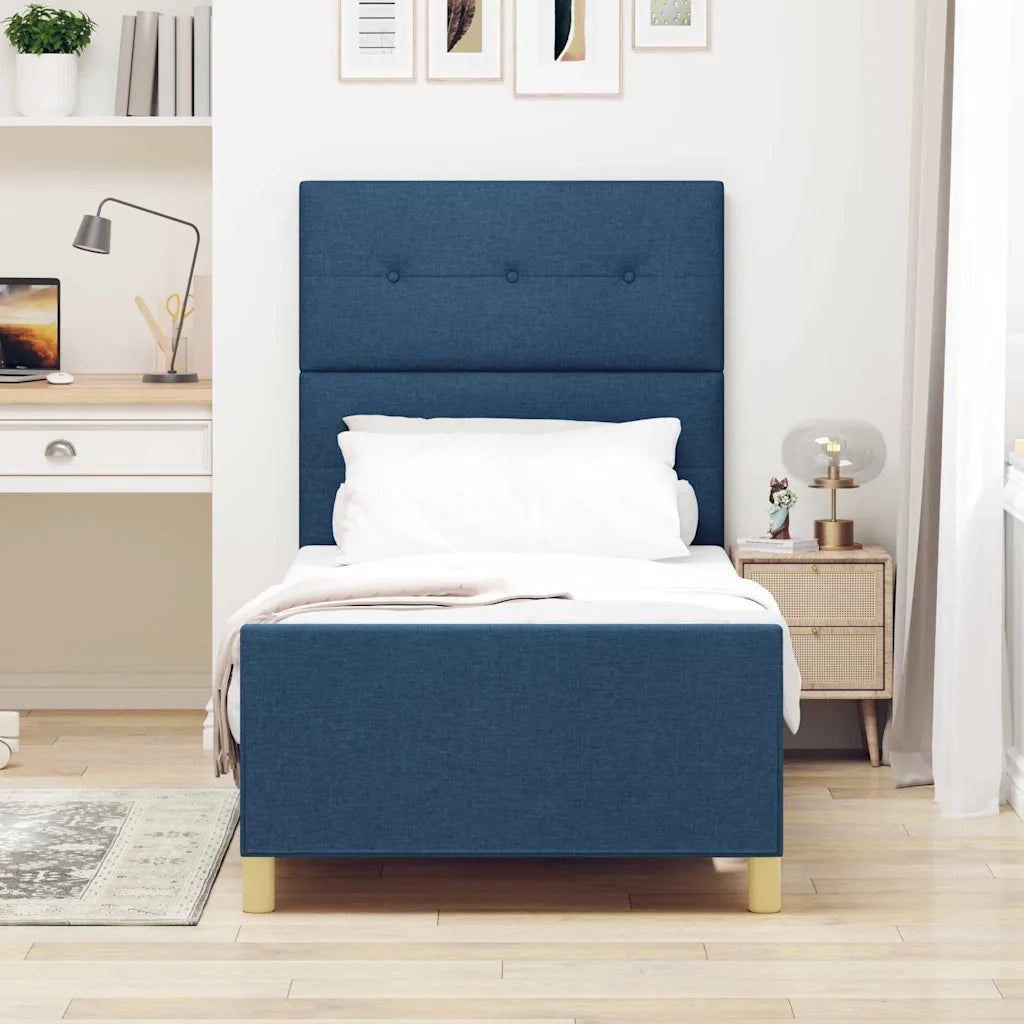 Struttura del letto con testiera Blu 80 x 200 cm Tessuto