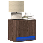 Comodini a Parete con luci LED 2 pz Rovere Marrone 852088