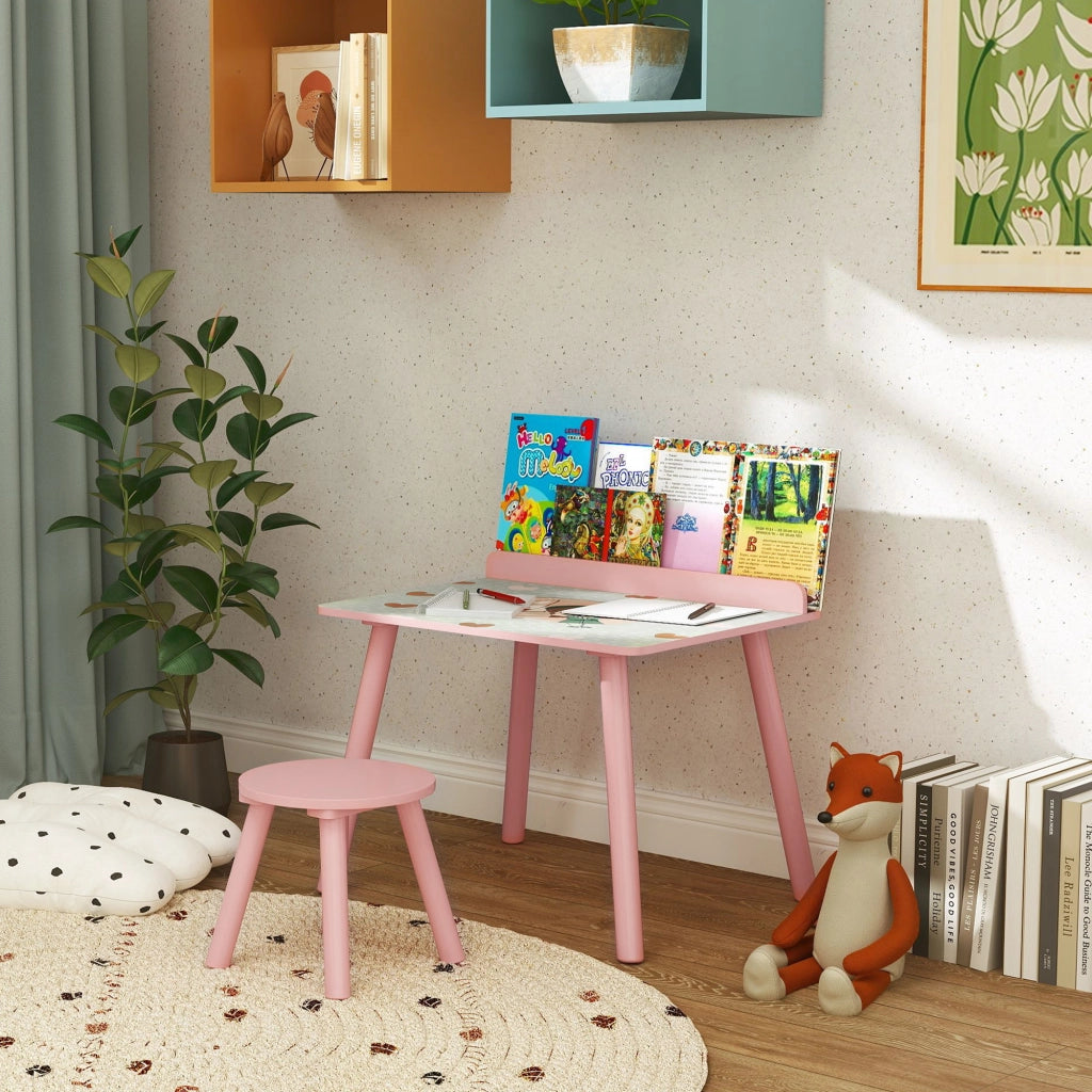 Scrivania Bambini con Sedia e Libreria ¨C Minimal ¨C Rosa 90x60x75