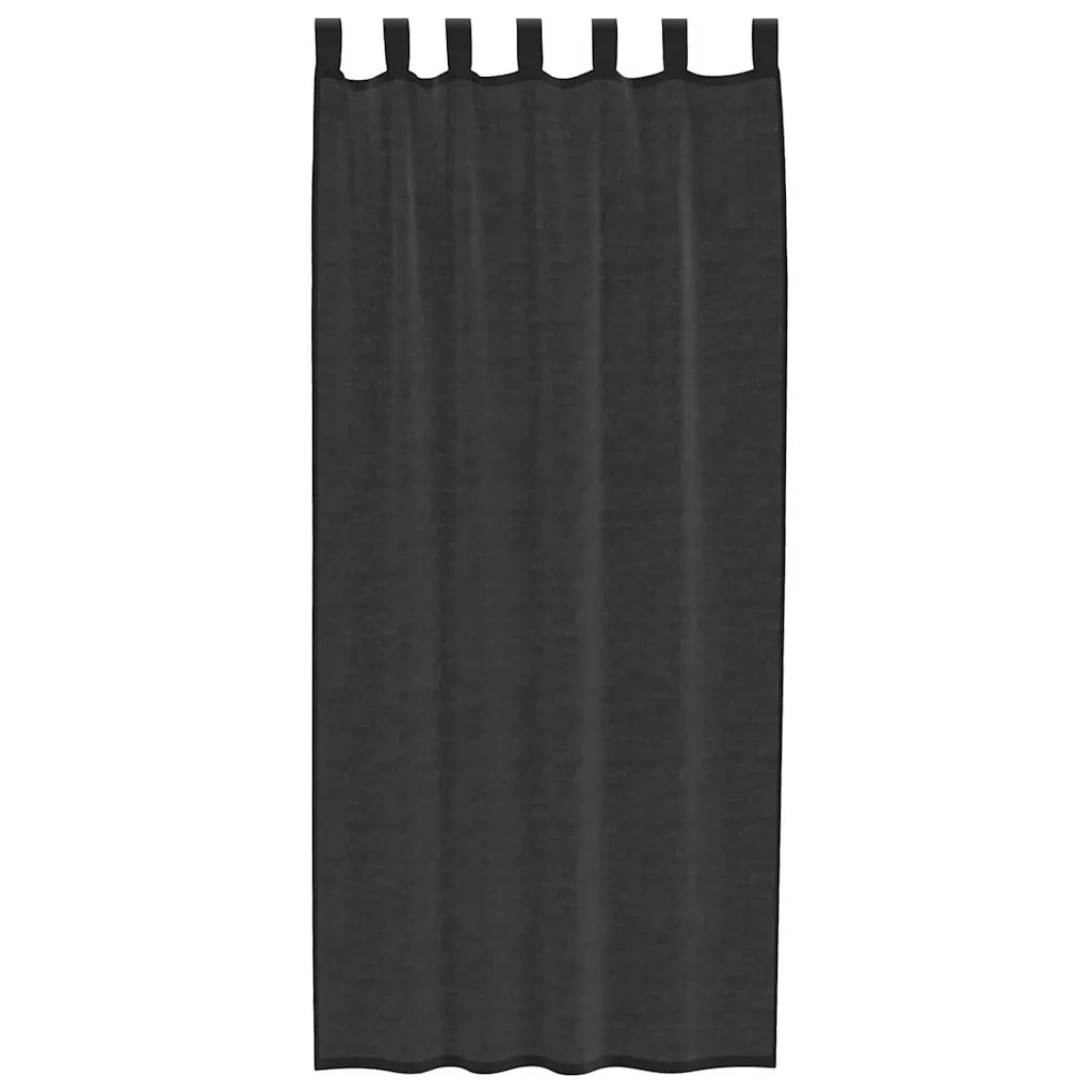 Tende in Voile con Linguetta 2 pz Nero 4102259