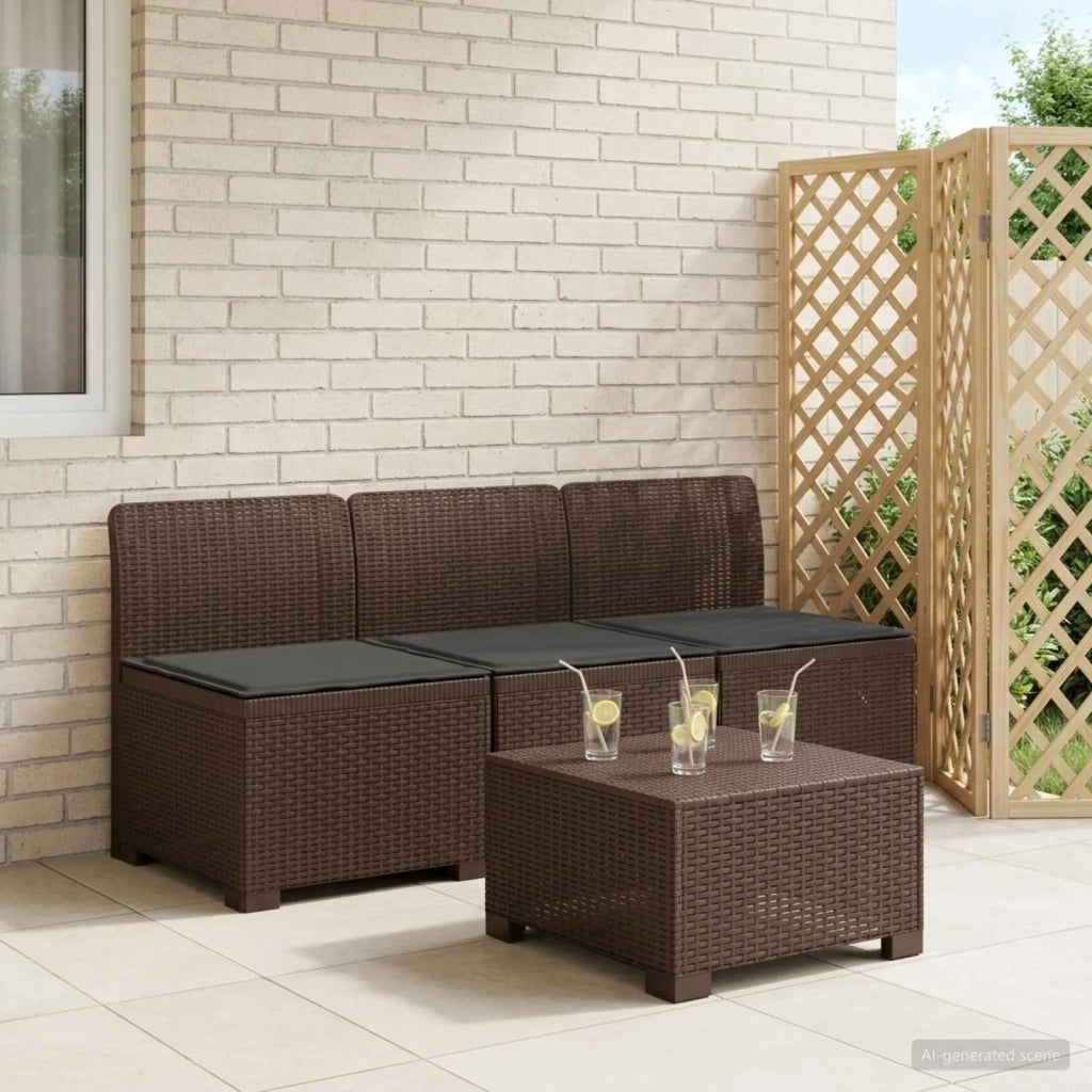 Divano da esterno-Divano da Giardino 3 posti con cuscini in look rattan PP 140938
