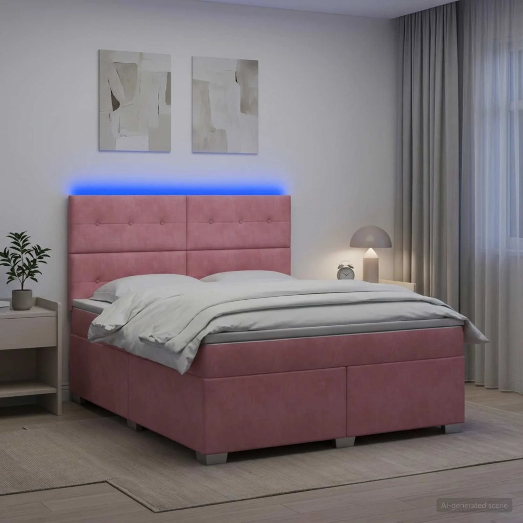 Letto box spring con materasso Rosa 160 x 200 cm Velluto 3455143