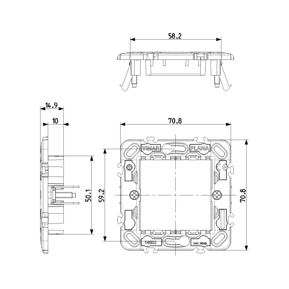 Vimar supporto 2 moduli con griffe per scatole da incasso ø 60 mm componibile con interasse 71 mm