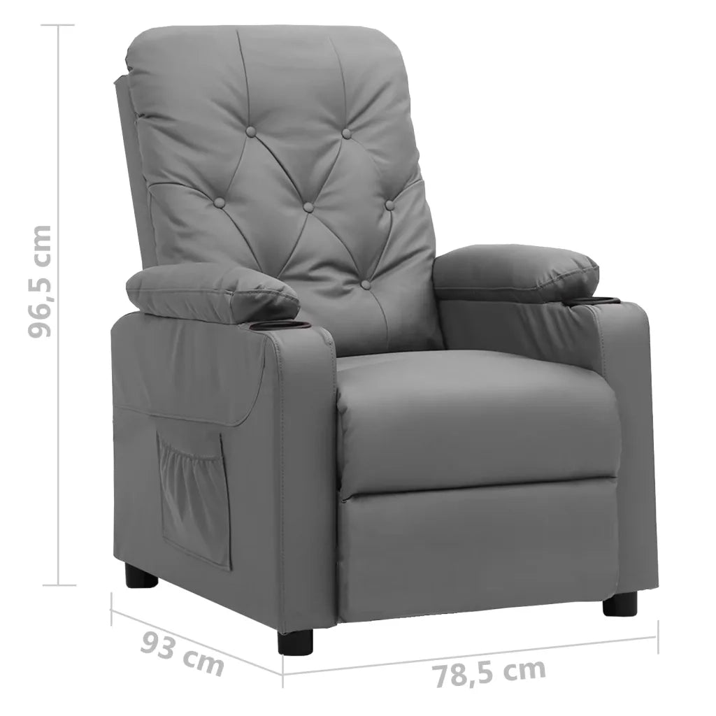 Poltrona | Sedia Relax Reclinabile Grigia in Similpelle