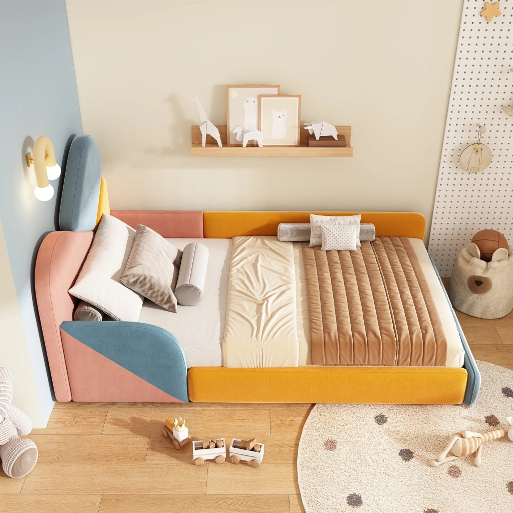 LETTO imbottito per bambini 90x200 cm velluto multicolore
