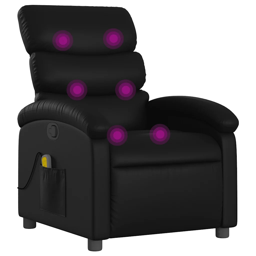 Poltrona Massaggiante | Sedia Relax Reclinabile Nera in Similpelle