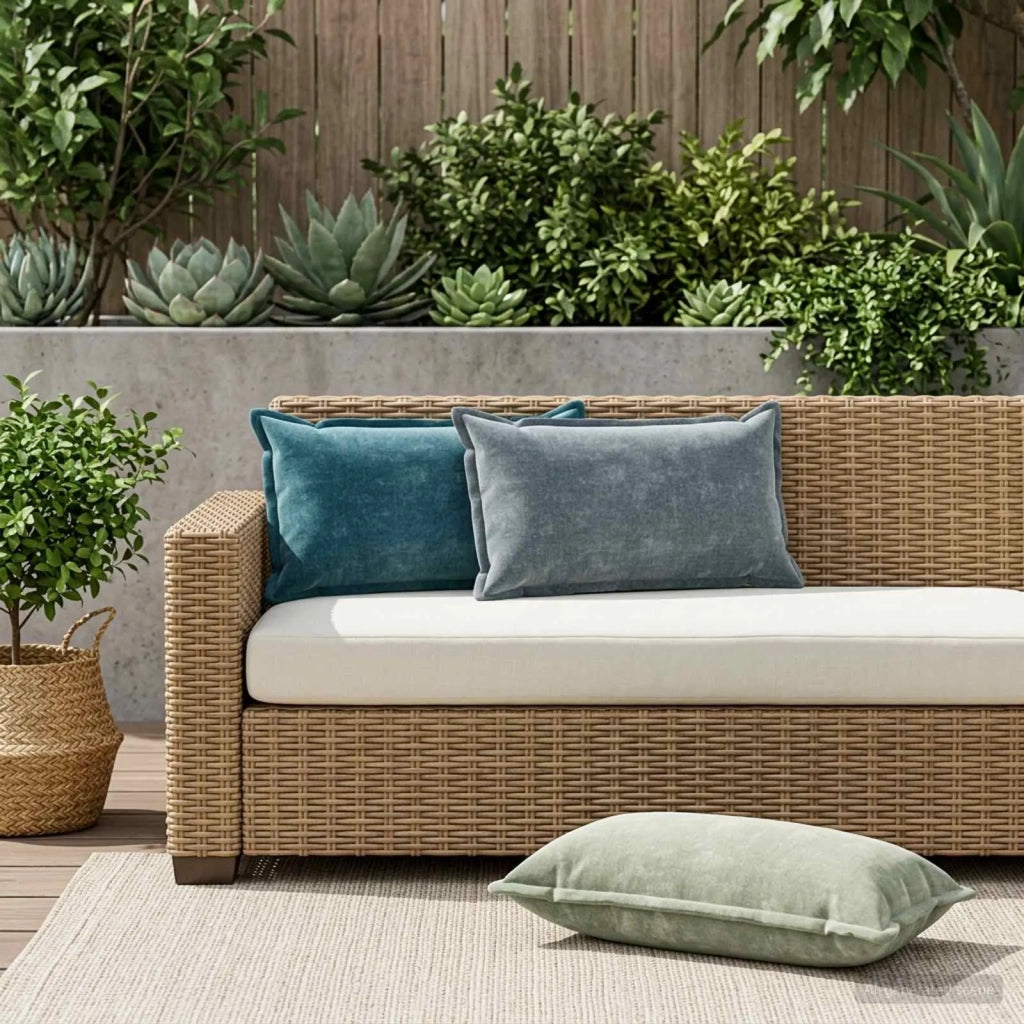 Federa 2 pz HOUTEN Blu 40 x 80 cm Tessuto Chenille 918232