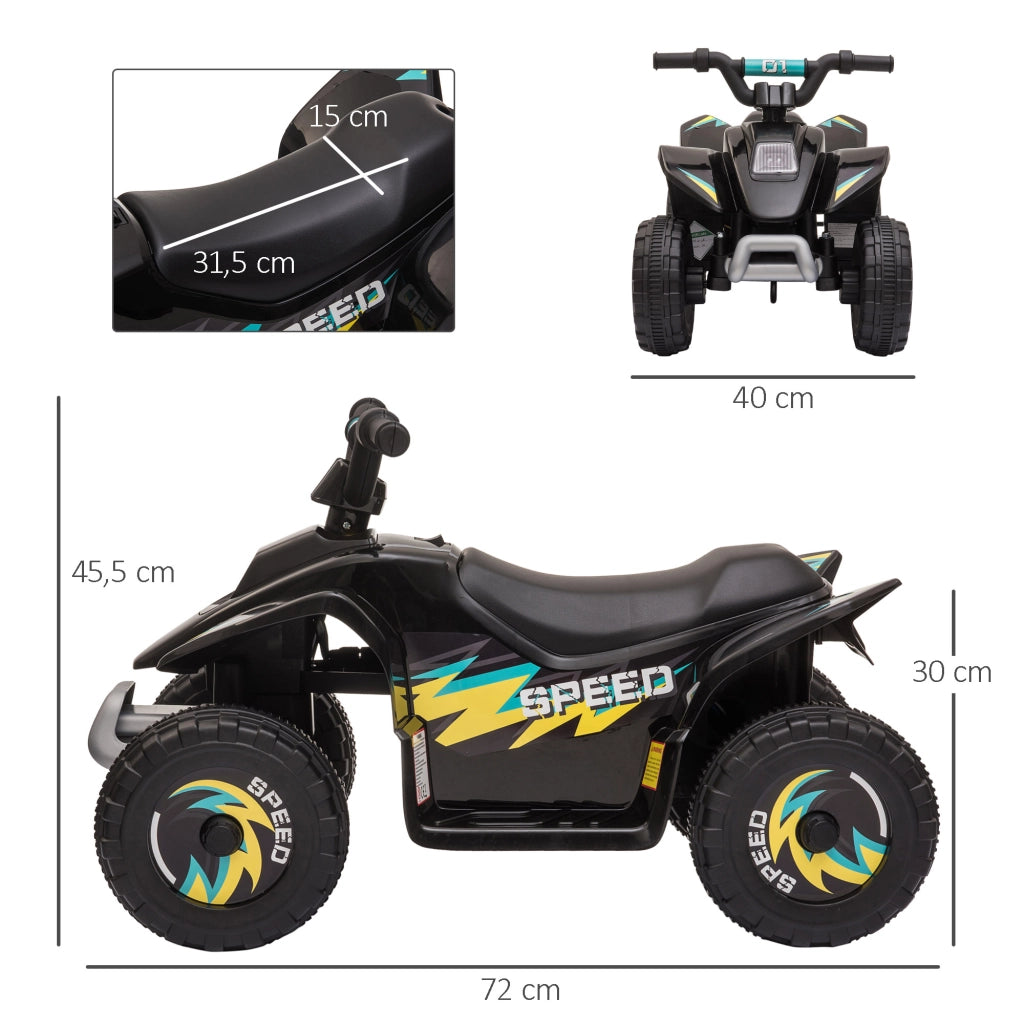 Quad Elettrico Bambini 18-36 Meses ¨C zephmum ¨C Nero 72x40x45,5 cm