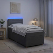 Letto con Box Spring, Materasso e LED Grigio Scuro 90 x 190 cm 3453222