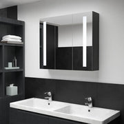 Armadietto Bagno con Specchio e LED-Mobile bagno con specchio 89x14x62 cm