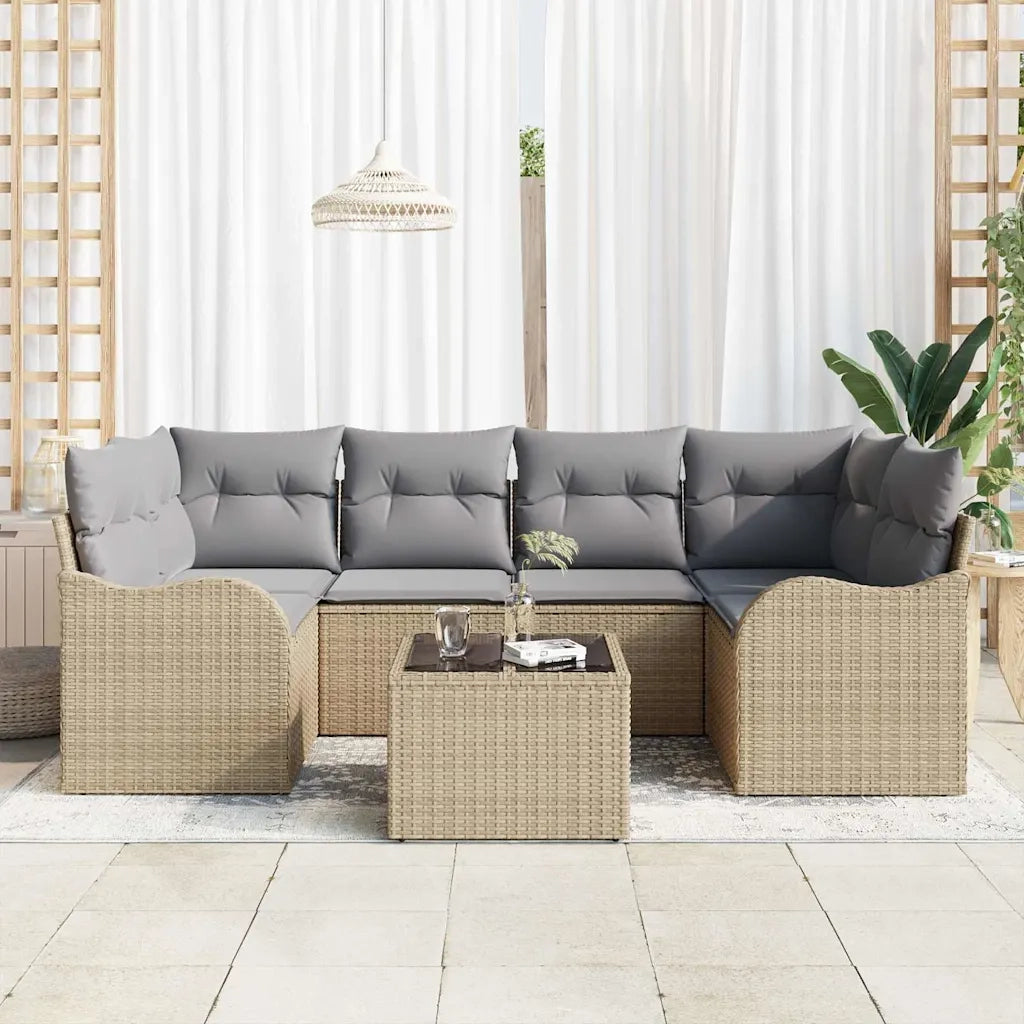 Set Divano da Giardino Beige 55 x 55 x 37 cm polyrattan