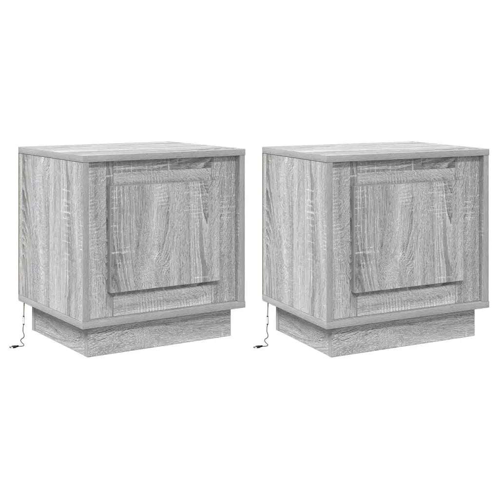 Set di 2 Comodini | Armadio da Notte | Mobiletto da notte Grigio 44 x 34,5 x 45 cm