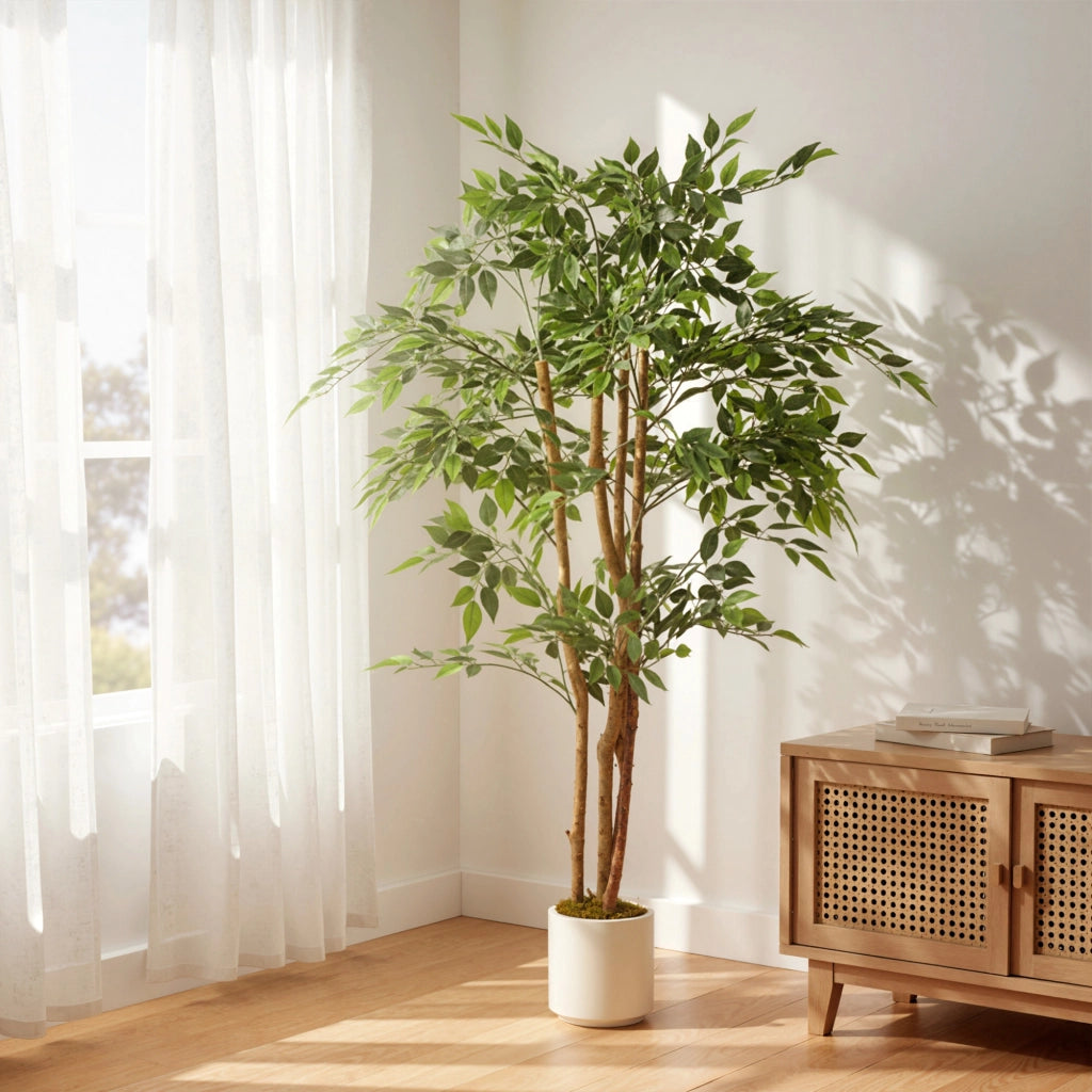 Ficus Artificiale 150 cm ¨C zephmum ¨C Verde con Vaso per Interni