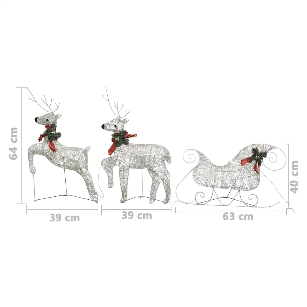 Renne e Slitta di Natale-Decorazione per Esterni 60 LED Oro