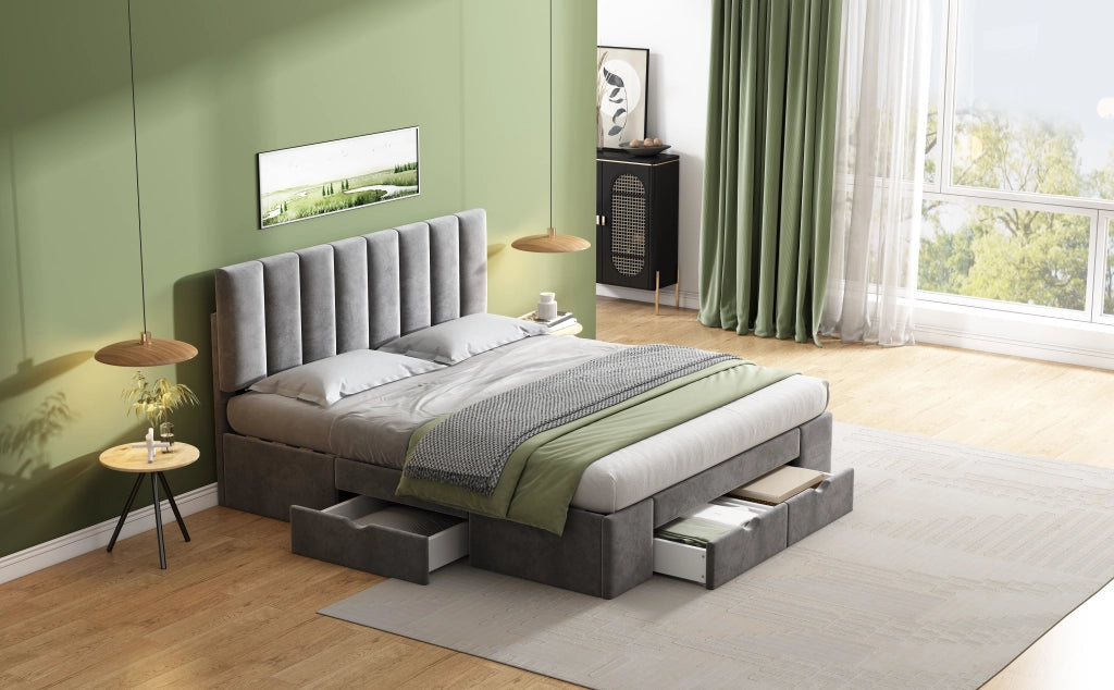 letto imbottito velluto grigio 162 x 203;5 cm