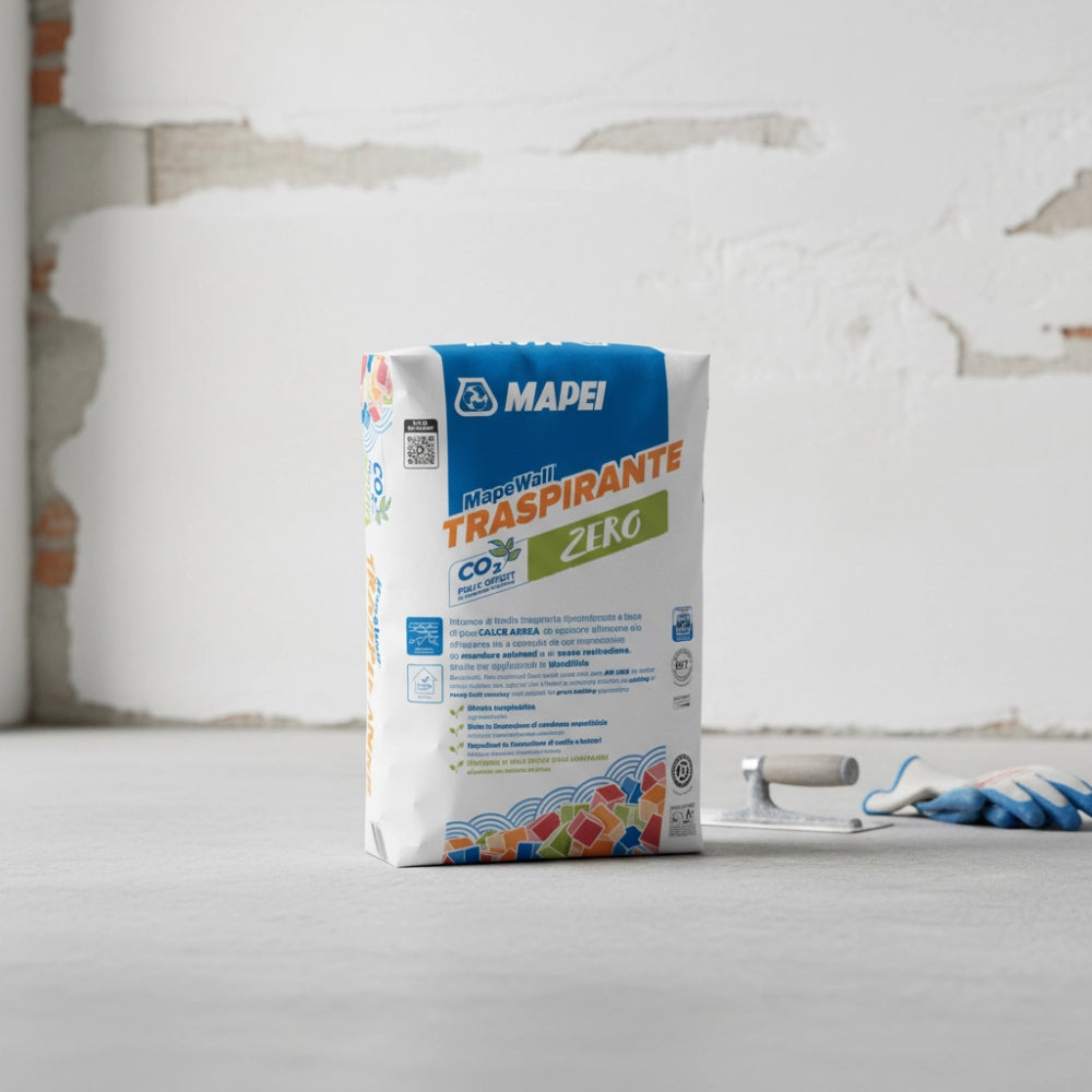 Mapewall traspirante intonaco di fondo bianco fibrorinforzato calce aerea 25 kg