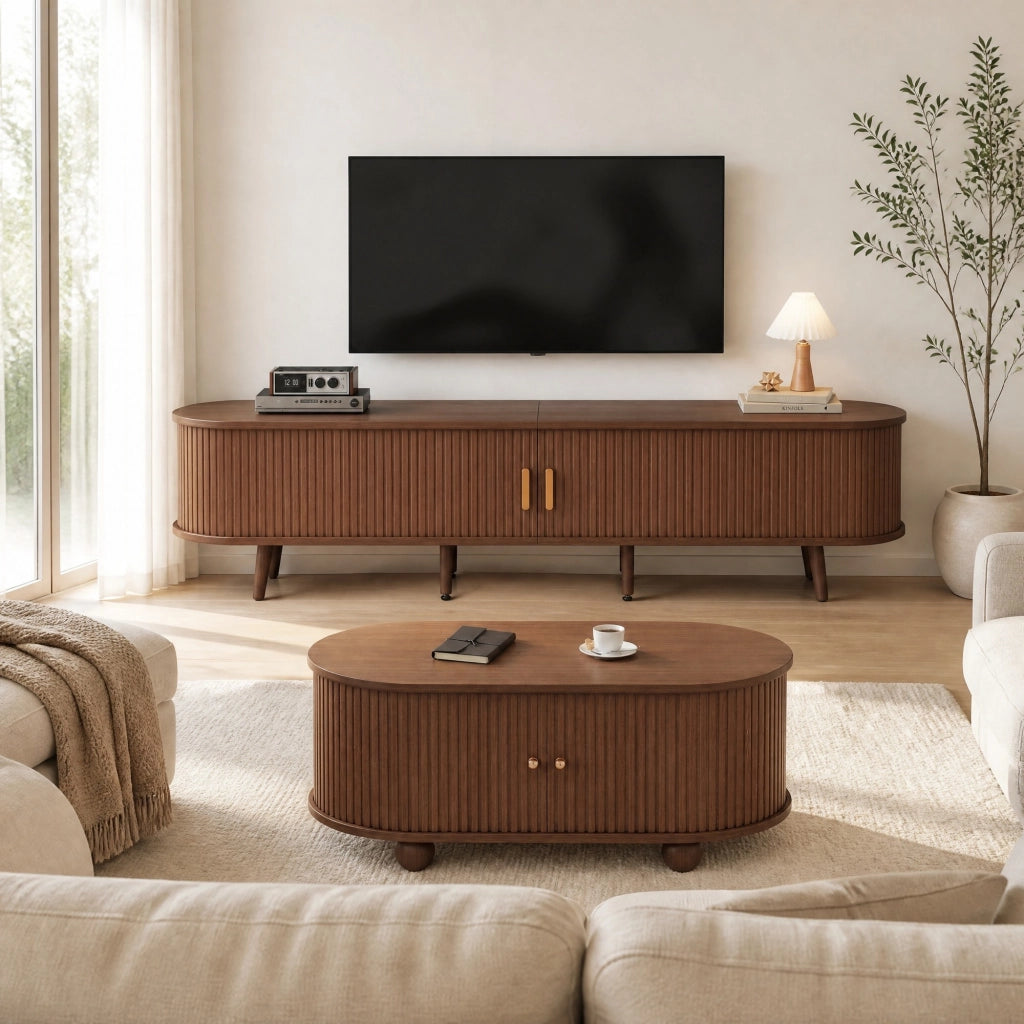 MOBILE TV Set da 2 pezzi 170x40x42 cm Noce MDF