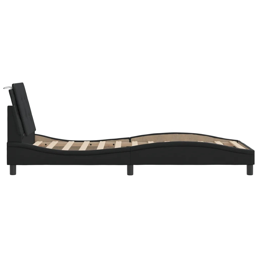 Giroletto con LED senza Materasso-Struttura Letto Zadar Nero 80x200 cm