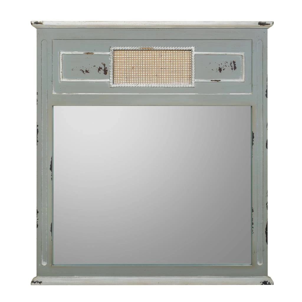 Specchio in legno e rete in bambù grigio 70x3,3x76h