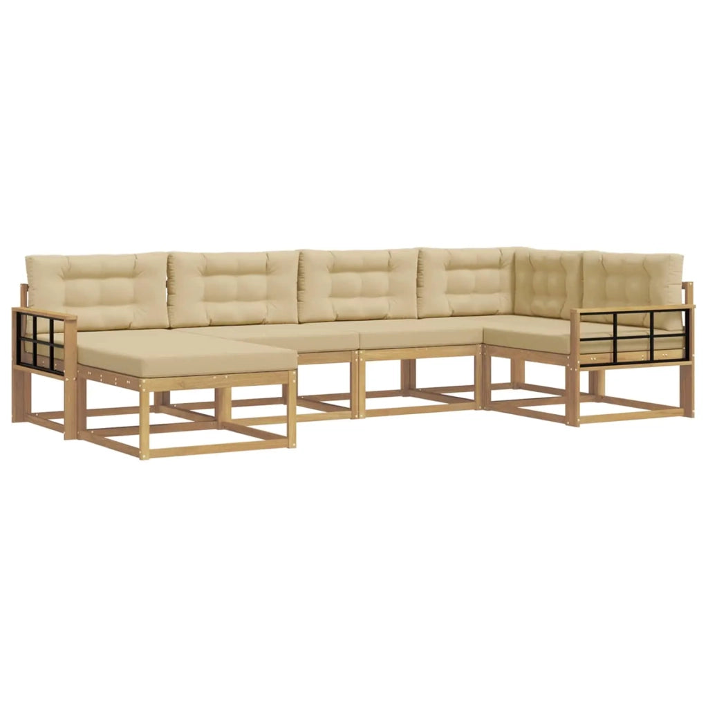 Set di divani da esterno 5 pz Bianco e Beige Poliestere 3386702