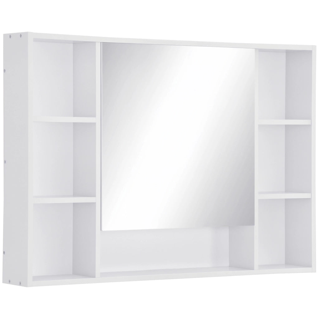 Mobiletto da bagno con specchio e ripiani ¨C Minimal ¨C bianco 100x70x15