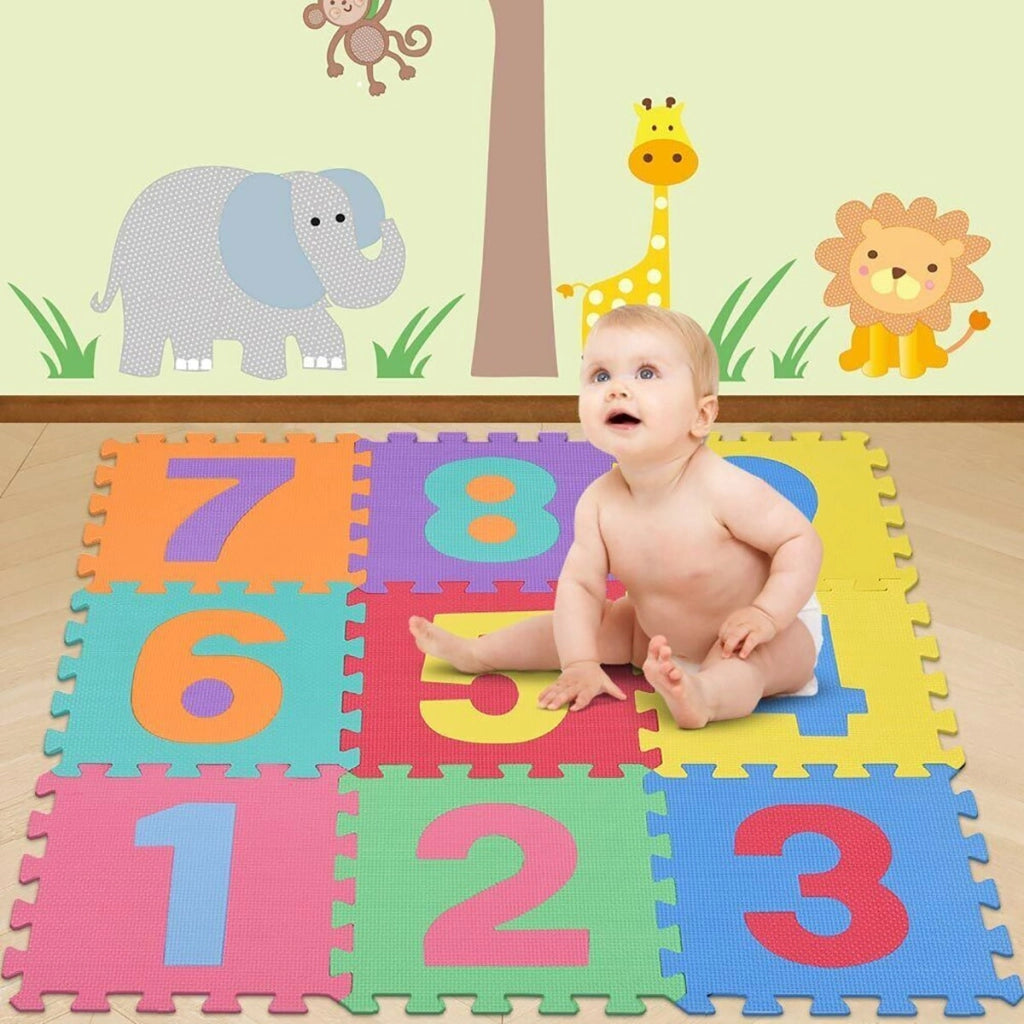 10 TAPPETINO TAPPETO PUZZLE MAXI NUMERI COLORATI GIOCO BAMBINO 29.5CM GOMMA EVA