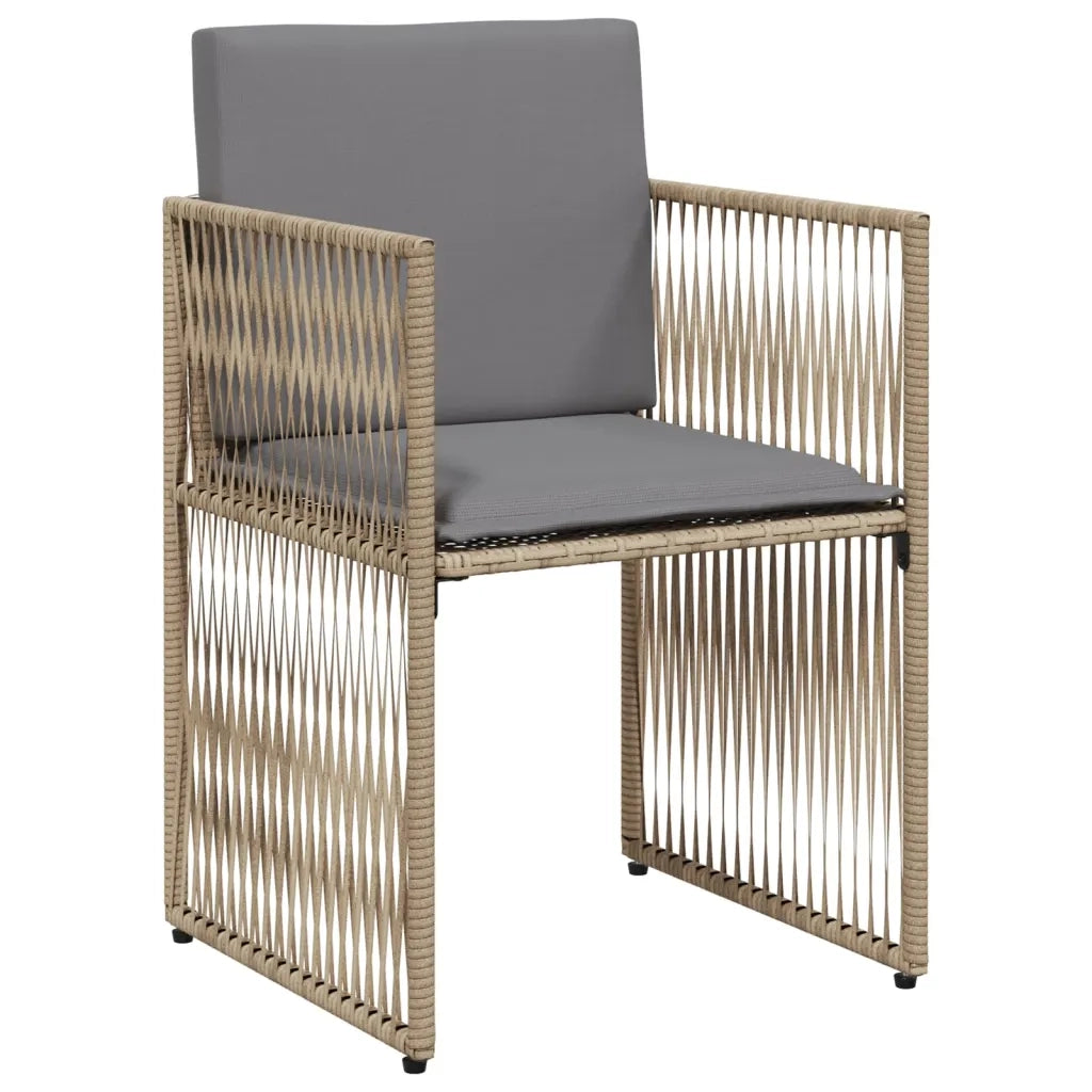 Set da Pranzo da Giardino 7 pz con Cuscini Beige in Polyrattan 369012