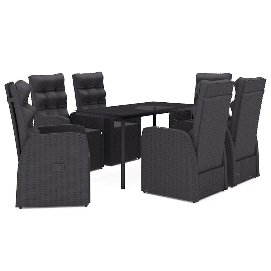 Set da Pranzo da Giardino 7 pz con Cuscini Nero 3099499