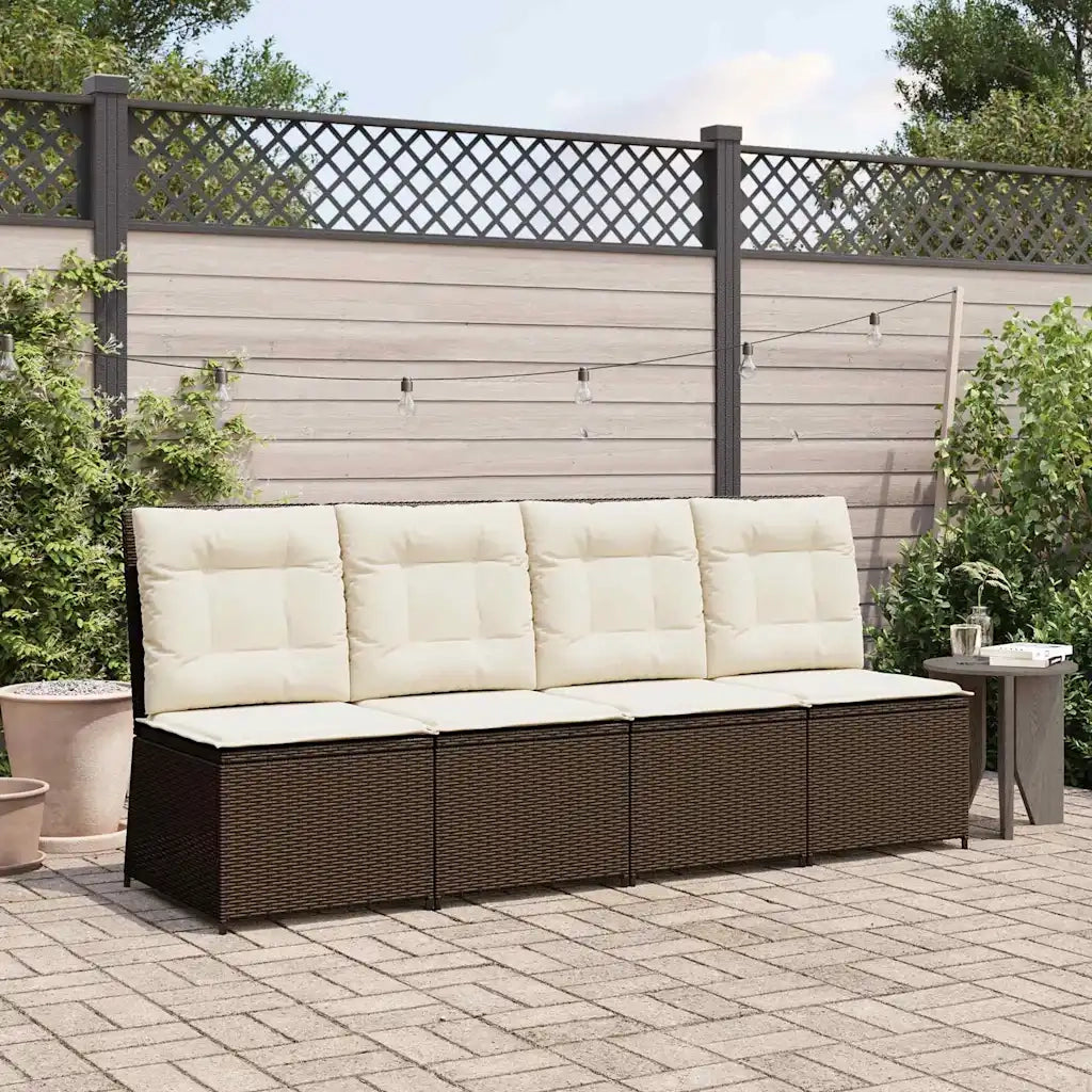 Divano da giardino con cuscino Nero e Bianco Crema polyrattan 3394477