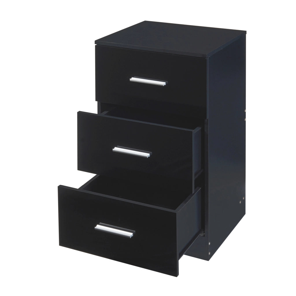 Comodino Aurdal con 3 Cassetti - Nero Lucido [en.casa]