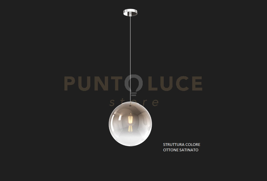 SOSPENSIONE OTTONE SAT. 1 LUCE VETRO MEDIO BRONZO 1194OS-S25-BR