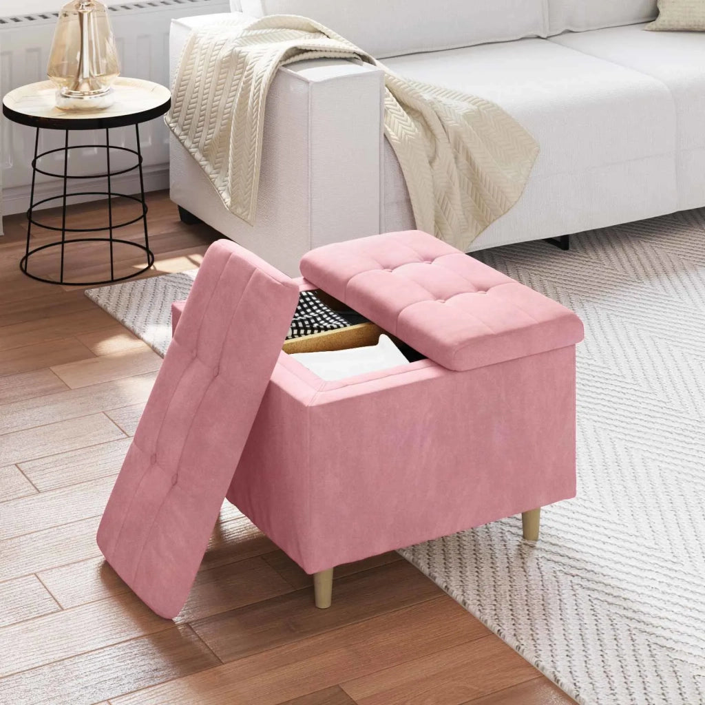 Pouf contenitore con cuscino Rosa 60 x 60 x 45 cm Velluto 876828