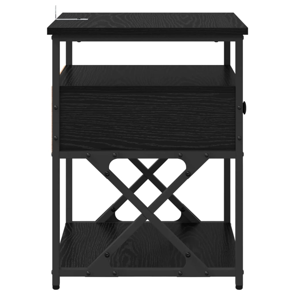 Armadio da Notte Rovere Nero 40 x 42 x 55 cm Legno multistrato 881885