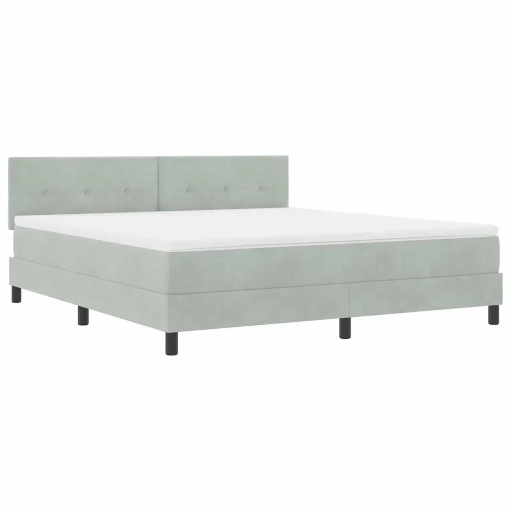 Letto a Sorgente LED con led Grigio chiaro 180 x 200 cm Velluto