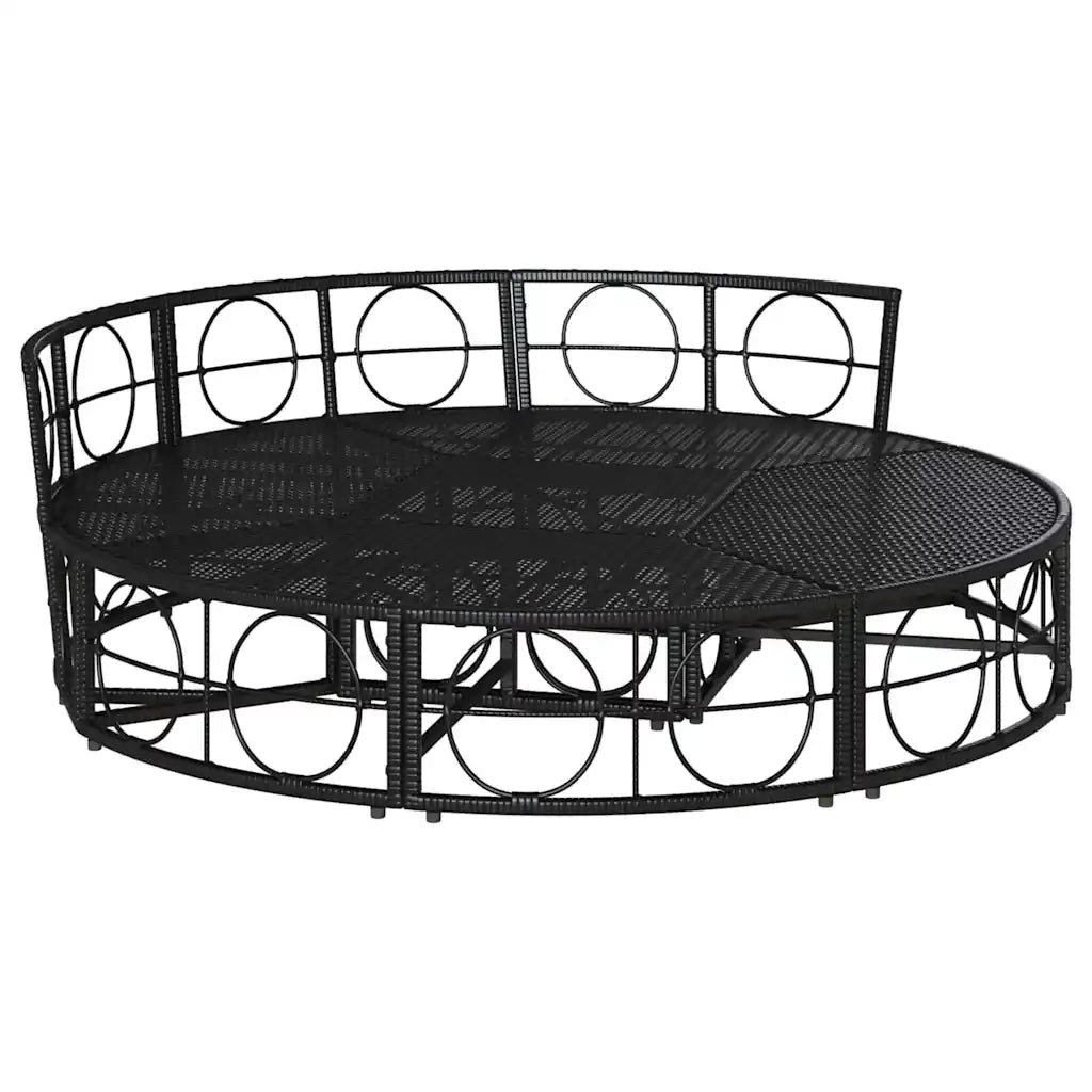 Lettino Prendisole | Sdraio da giardino | Lettino da sole Esterno senza Tetto Nero in Polyrattan