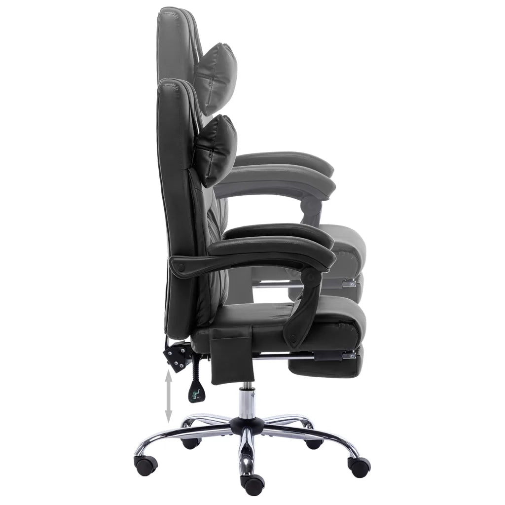 Sedia da Ufficio | Sedia da Gaming Massaggiante Nera in Similpelle