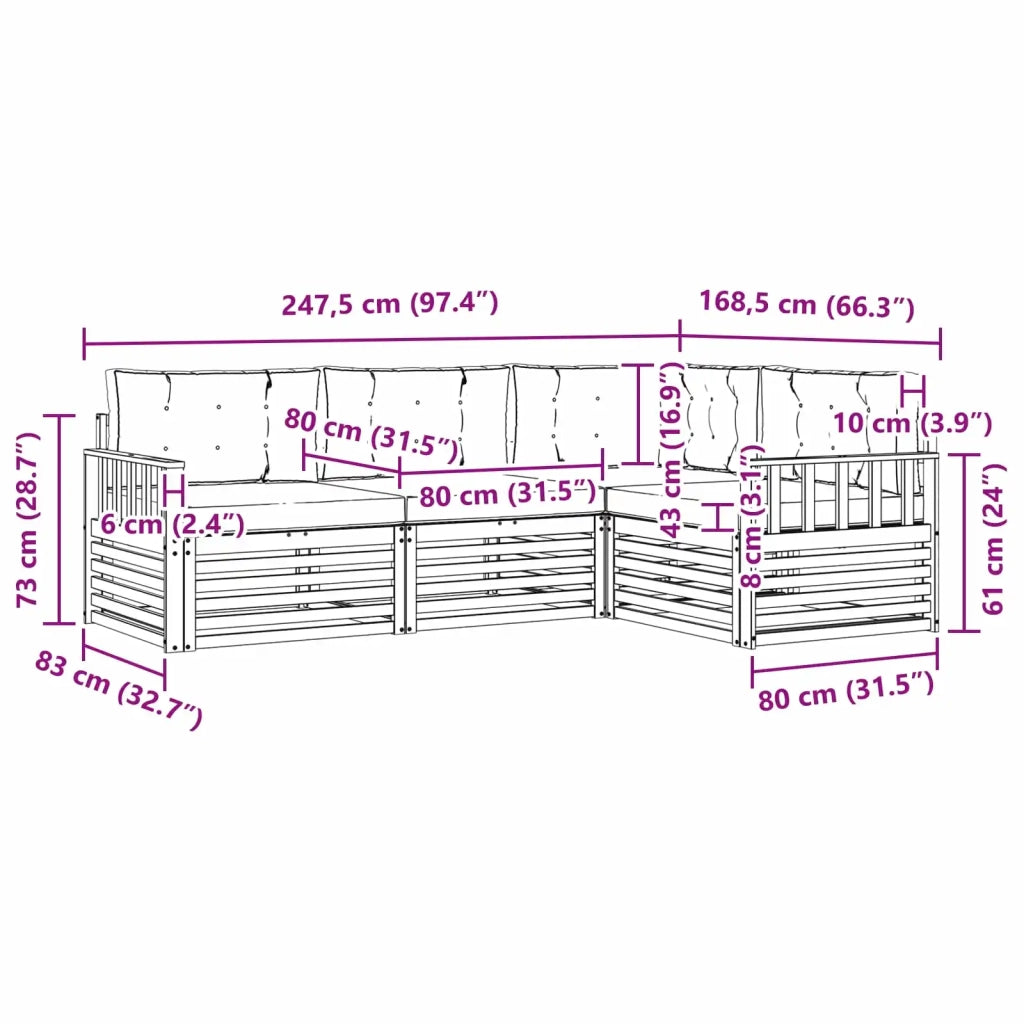 Set di divani da esterno 5 pz Bianco e Antracite Poliestere 3390397