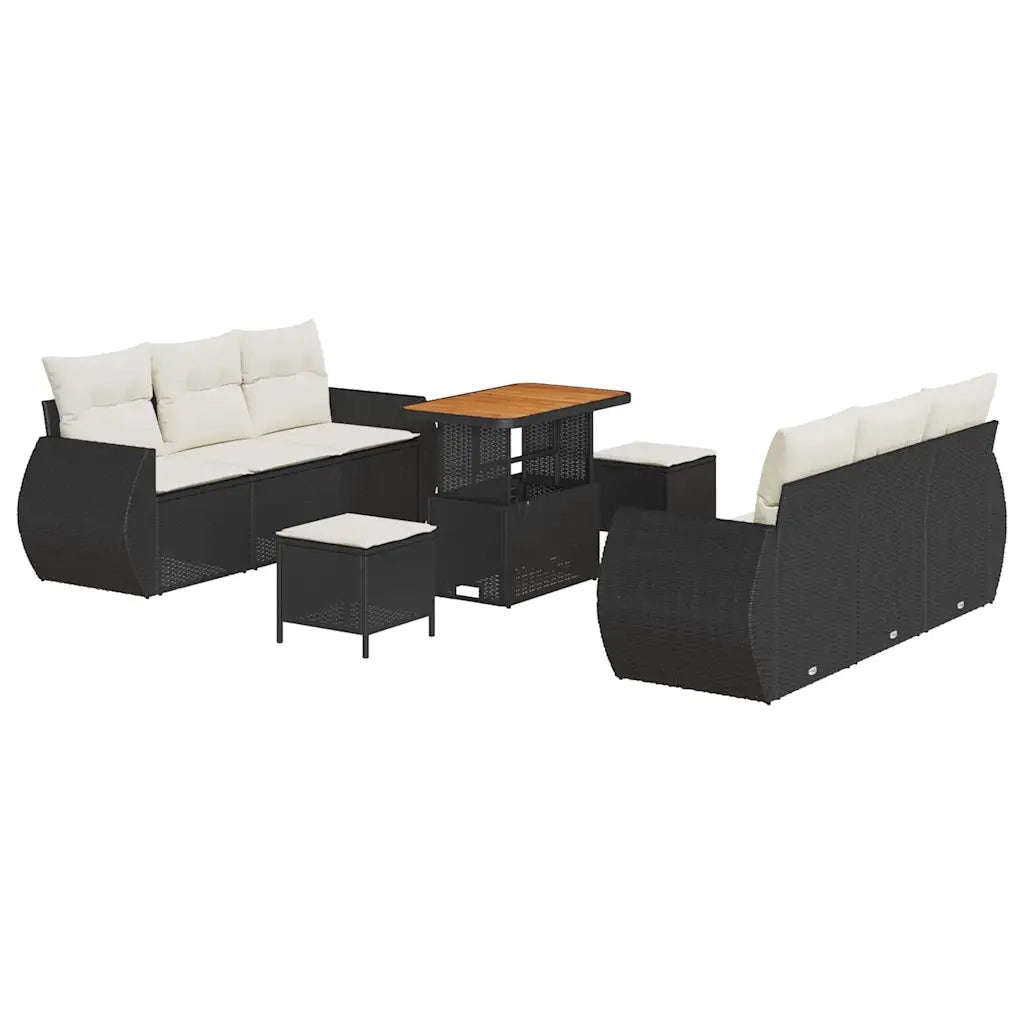 Set Divano da Giardino con cuscino 9 pcs Nero polyrattan 3361830