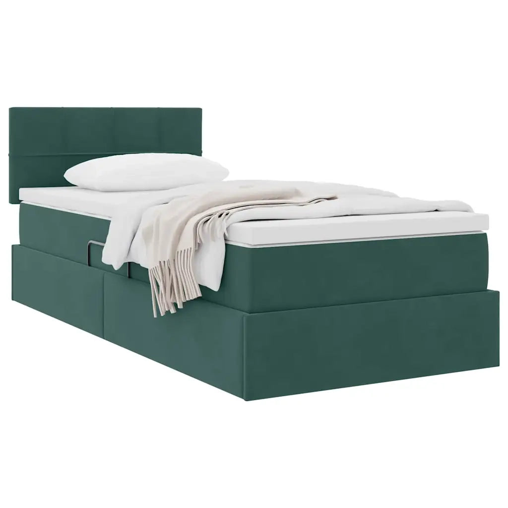 Letto con Contenitore Verde Scuro 100 x 200 cm Velluto