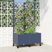 Vaso da giardino con grigliato e ruote Blu Grigio PP 3422971