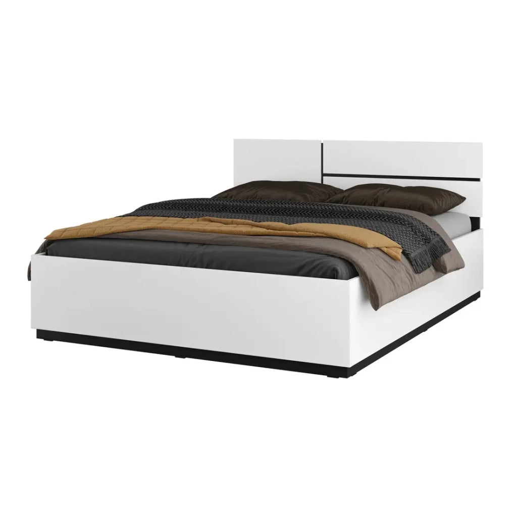 Letto HAVANA 160x200 bianco e nero con doghe – Design moderno e comfort ottimizzato