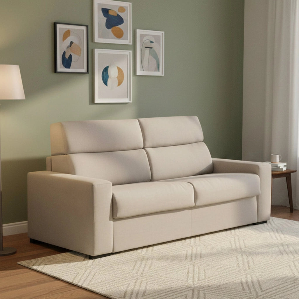 Marcon, Divano Letto 3 Posti Sfoderabile Made in Italy, 220x95 cm Grigio Tortora