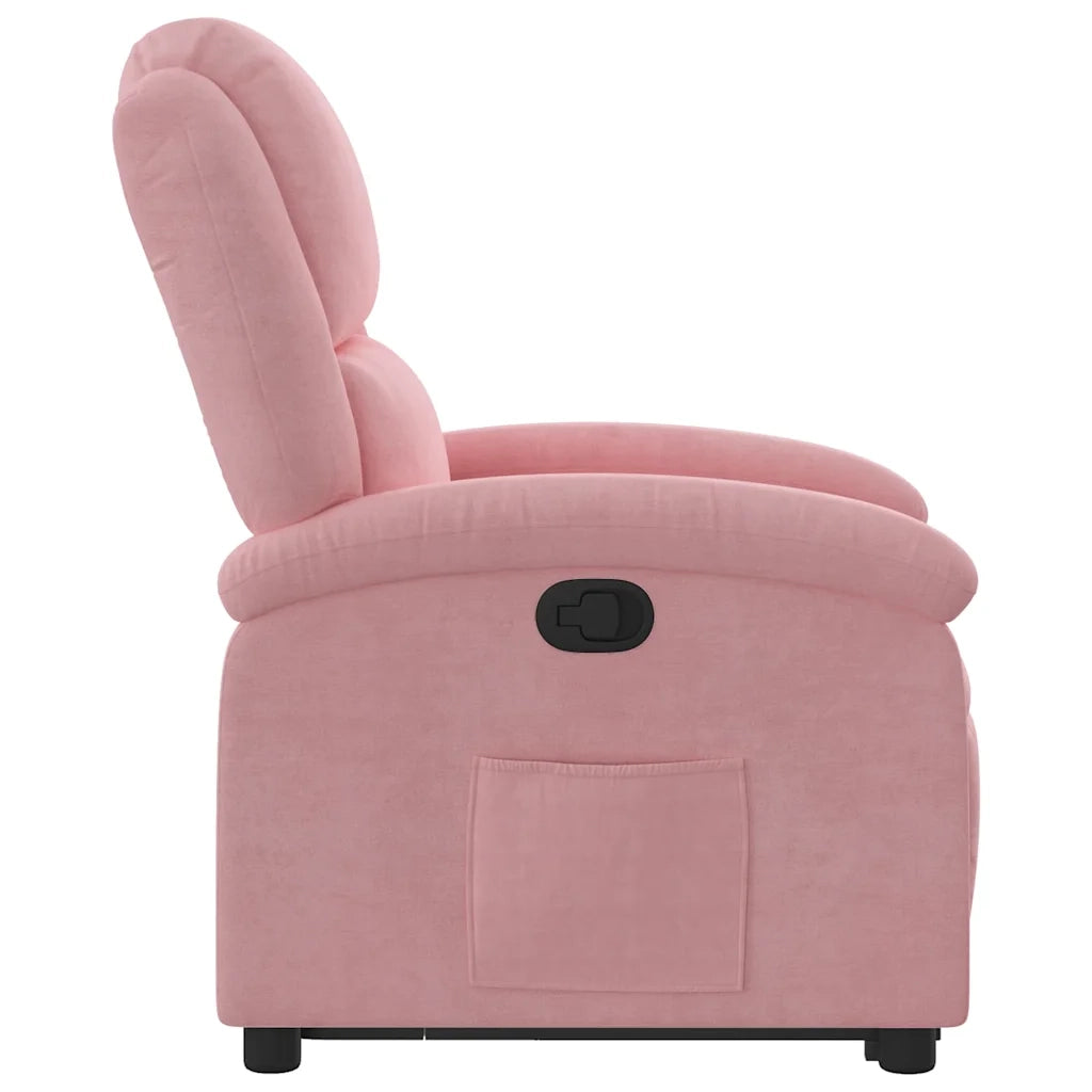Poltrona Alzapersona Reclinabile Rosa in Velluto 3204304