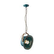 Lampadario Vintage Industrial Ferro E Ceramica Verde 1 Luce E27