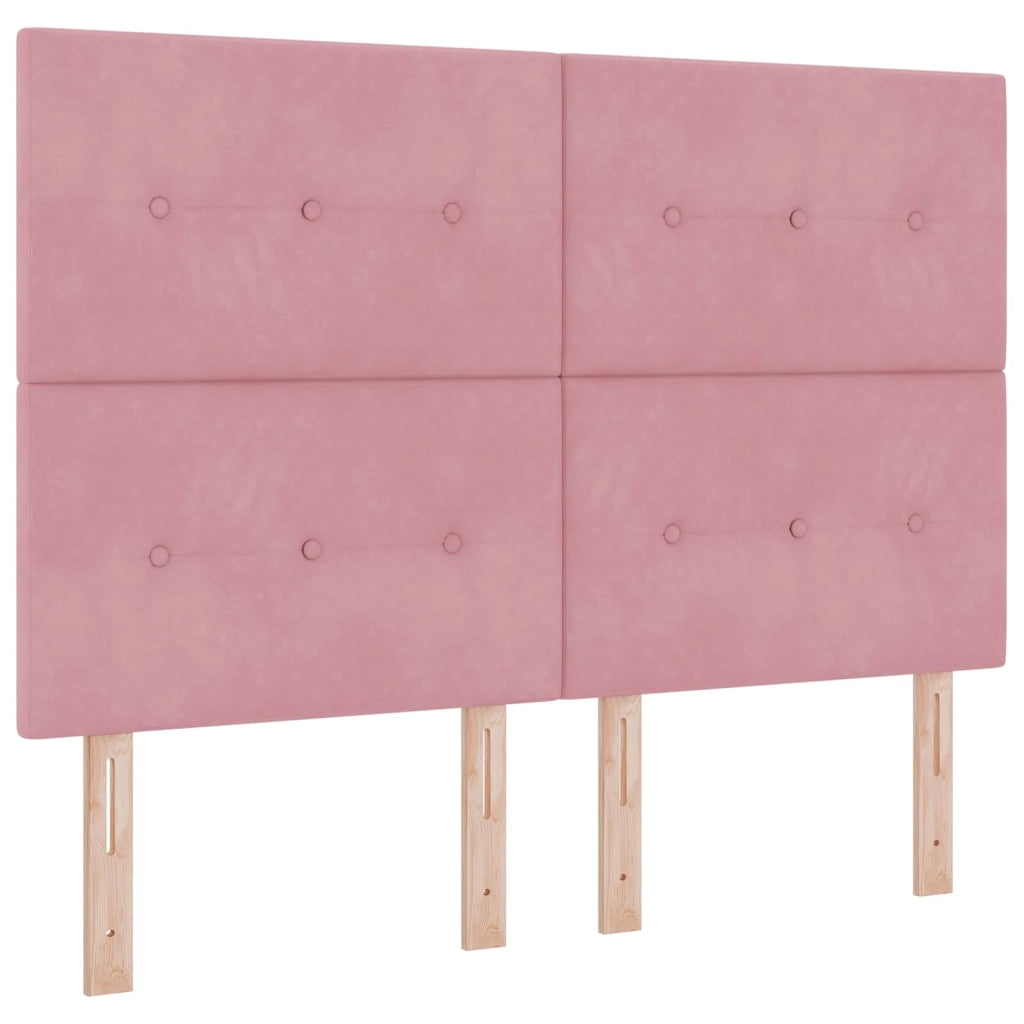 Letto box spring con materasso Rosa 140 x 200 cm Velluto 3455125