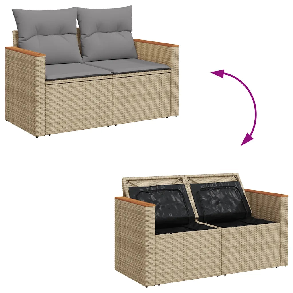 Set Divano da Giardino 5 pz con Cuscini Beige in Polyrattan 3325902