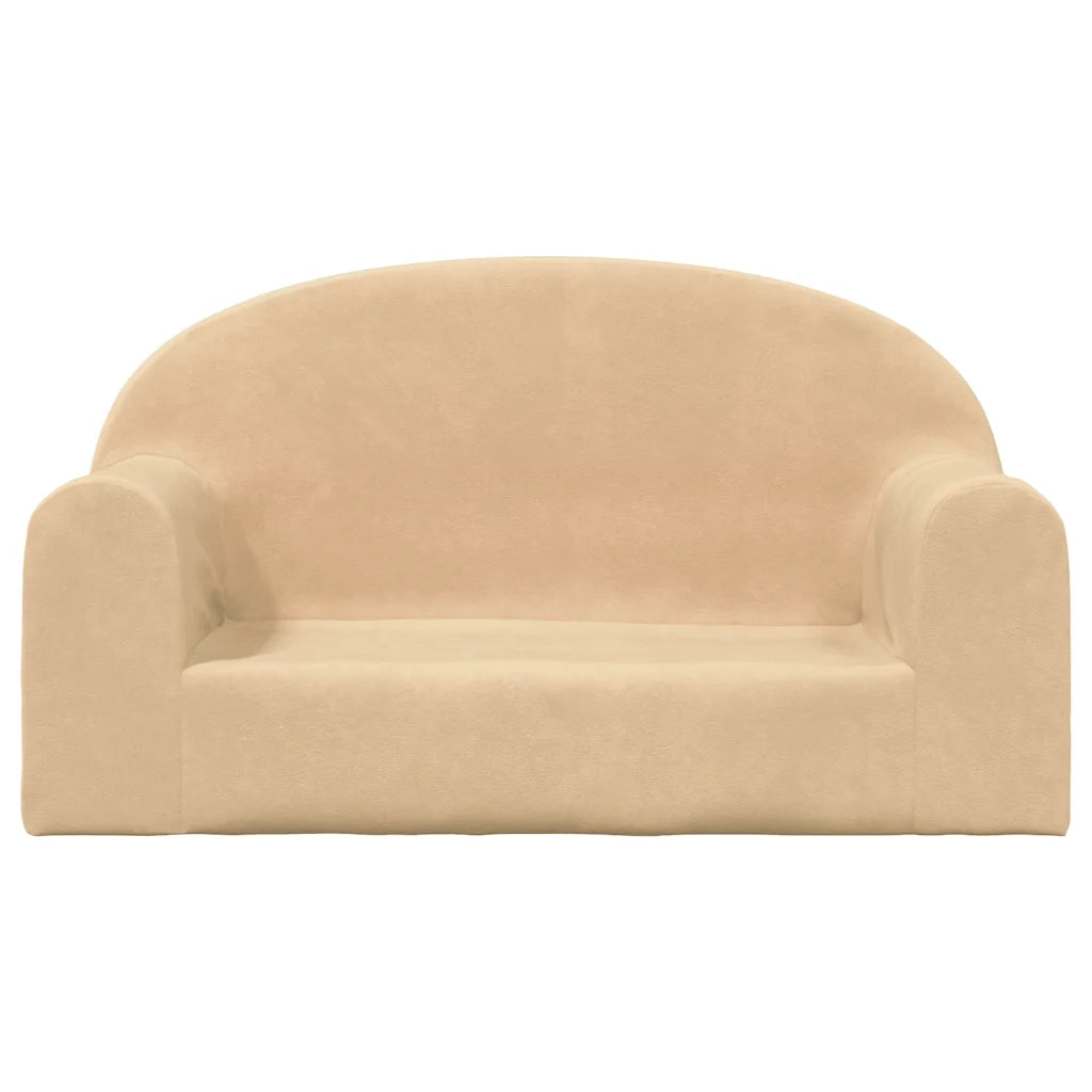 Divano per Bambini a 2 Posti Crema in Morbido Peluche 357013