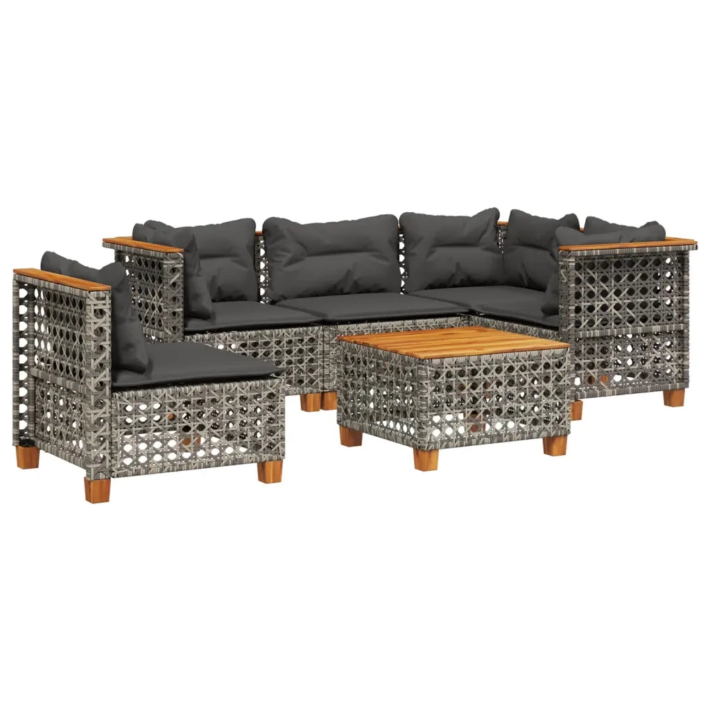 Set Divano da Giardino 6 pz con Cuscini Grigio in Polyrattan 3261843