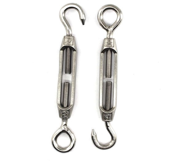 Manicotto a trazione regolabile - Set M12 Anello/Occhio - 2 pezzi - Acciaio inox - Impermeabile - Resistente alla corrosione - Manicotto a trazione
